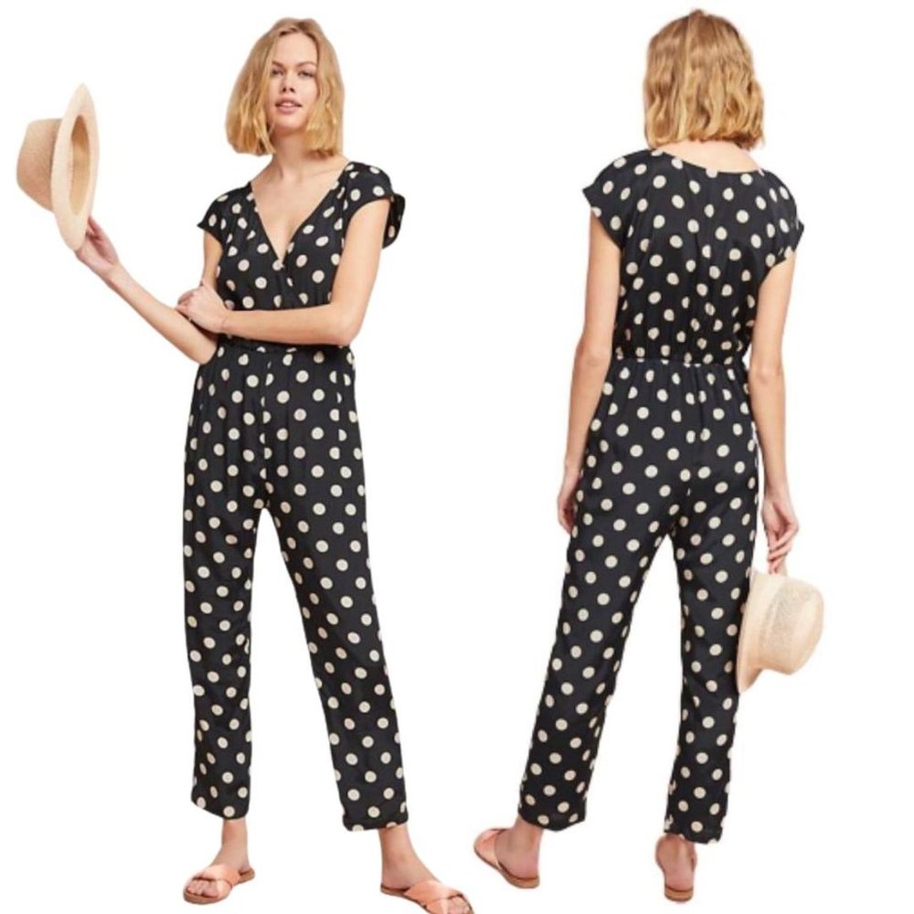 Corey Lynn Calter Silky Polka Dot Jumpsuit Sz M
